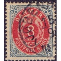 1875. To-farvede 8 øre AFA nr. 25, postfrisk   Ubrugt stemplet