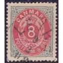 1875. To-farvede 8 øre AFA nr. 25, postfrisk   Ubrugt stemplet