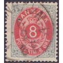 1875. To-farvede 8 øre AFA nr. 25, postfrisk   Ubrugt stemplet