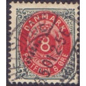 1895-1901. To-farvede 8 øre AFA nr. 25By, postfrisk Ubrugt stemplet