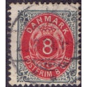 1895-1901. To-farvede 8 øre AFA nr. 25By, postfrisk Ubrugt stemplet