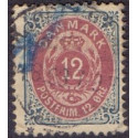 1895-1901. To-farvede 12 øre AFA nr. 26B, postfrisk Ubrugt stemplet