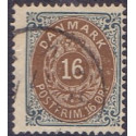 1875. To-farvede 16 øre AFA nr. 27, postfrisk Ubrugt stemplet