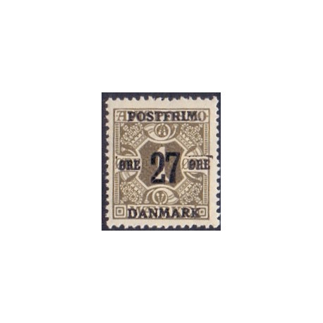 1918. 27-Øres provisorier. VM kors, AFA nr. 85, postfrisk    Ubrugt Stemplet FDC