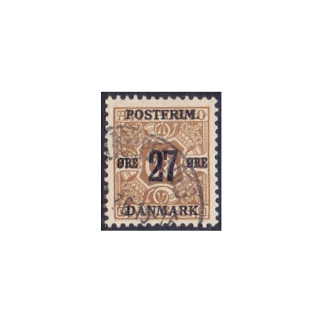 1918. 27-Øres provisorier. VM krone, AFA nr. 94 stemplet  Ubrugt Stemplet FDC