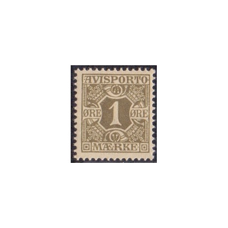 Avisporto. 1907. 1 Øre oliven. AFA. nr. 1, ubrugt, postfrisk, stemplet