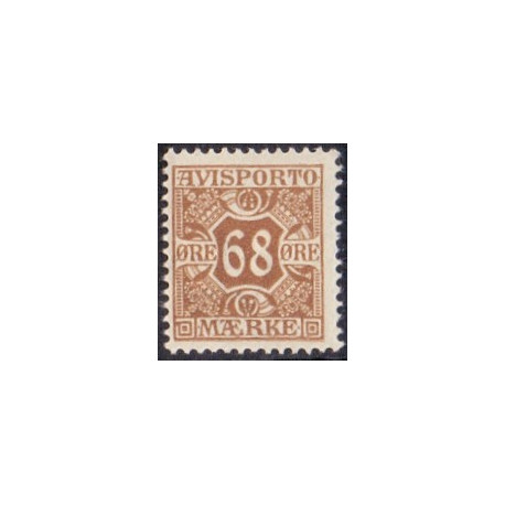 Avisporto. 1907. 68 Øre, brun, AFA. nr. 7, ubrugt, postfrisk, stemplet