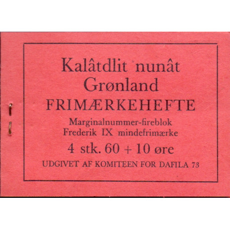 Grønland Privat frimærkehæfte "Dafila 73" PF-G1 