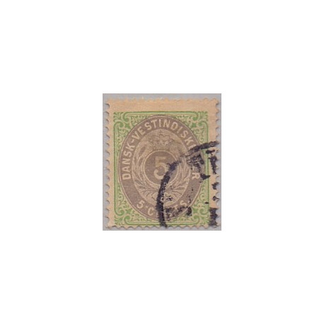 DWI. 1876-1901. 5 Cents, grøn/grå. AFA nr 10 med plet mellem 5 og Cent