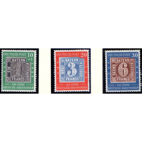 Vesttyskland. 1949. Frimærkets 100 år. AFA 1076-78 ** st.