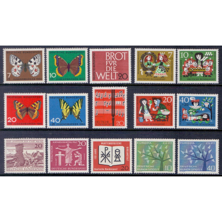 Vesttyskland. 1962. Komplet årgang ** AFA nr. 1339-1353   , st.