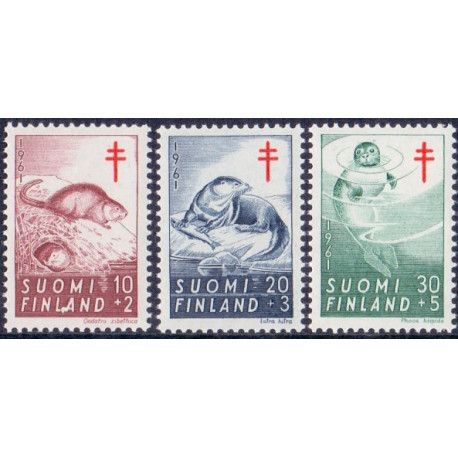 Finland. 1961. Dyr. AFA nr. 544-46 **   , postfrisk stemplet FDC