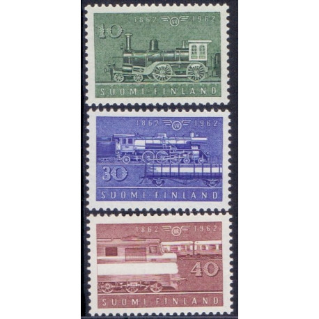 Finland. 1962. Jernbanejubilæum. AFA nr. 551-53**   , postfrisk stemplet FDC