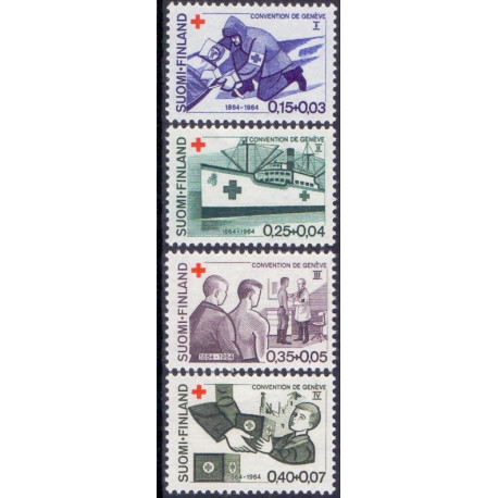 Finland. 1964. Røde Kors. AFA nr. 597-600 **       , postfrisk stemplet FDC