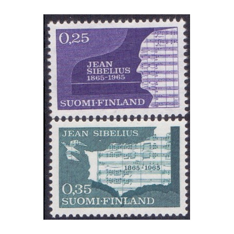 Finland. 1965. Jean Sibelius. AFA nr. 611-12 **      , postfrisk stemplet FDC