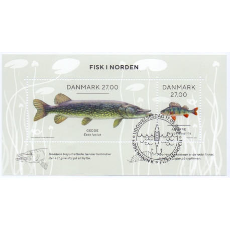 2018. Fisk i Norden, miniark, AFA nr. 1937A, postfrisk   Stemplet FDC