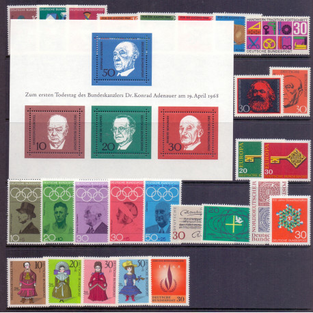 Vesttyskland. 1968. Komplet årgang ** AFA nr. 1510-1539