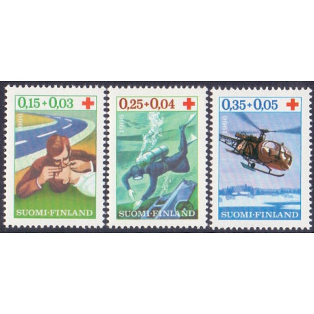 Finland. 1966. Røde Kors. AFA nr. 617-19 **      , postfrisk stemplet FDC