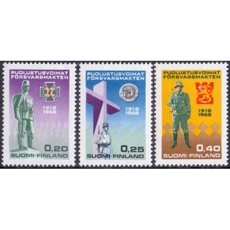 Finland. 1968.  Hærens jubilæum. AFA nr. 652-54 **  , postfrisk stemplet FDC