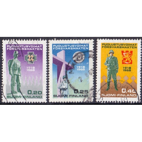 Finland. 1968.  Hærens jubilæum. AFA nr. 652-54 **  , postfrisk stemplet FDC