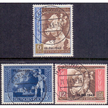 Rige. 1942.  Europæisk postkongres, med overtryk. AFA nr. 818-20 **    st. used