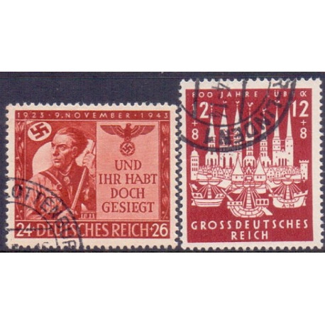 Rige. 1943. Lübeck & 9 november mindemærke. AFA nr. 857-58 **   st. used