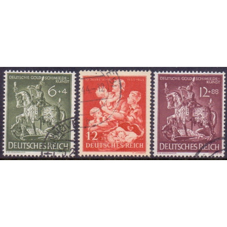 Rige. 1943. Vinterhjælp & Guldsmedekunst. AFA nr. 854-56 **   st. used