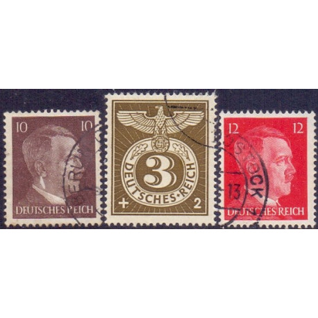 Rige. 1943. Adolf Hitler & Afstemplingsmærke. AFA nr. 823-25 **    st. used