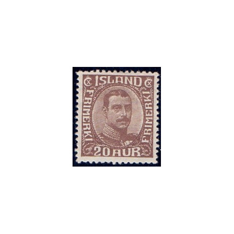 Island. 1921-22. Chr. X. 20 Aur. AFA nr. 101  **  postfrisk st. stemplet FDC