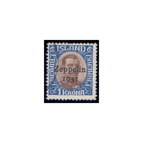 Island. 1931. Zeppelin 1931. 1 kr. AFA nr. 148  **   postfrisk st. stemplet FDC