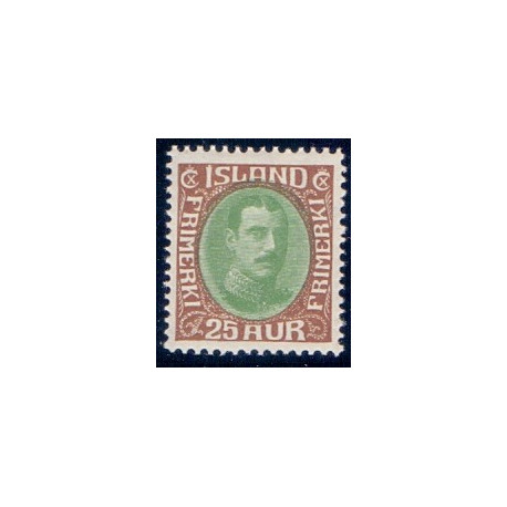Island. 1931-33. Chr. X Ny gravering. 25 Aur. AFA nr. 162  **   postfrisk st. stemplet FDC