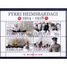 Færøerne 2015. 100 året siden WWI. AFA nr. 834 stemplet miniark med overtryk
