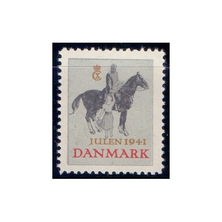 Julemærke 1941. Alm mærke med blå baggrund (privat tiltryk) **