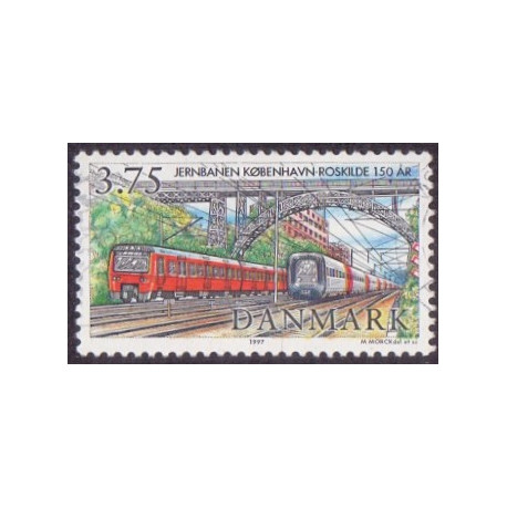 1997. Jernbanen med. variant: streg til højre for årstal.  AFA nr. 1148 stemplet