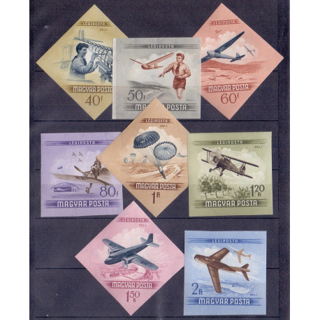 Ungarn/Hungary. 1954. Airmail, komplet sæt AFA 1351-58 UTAKKET (ikke i AFA) **