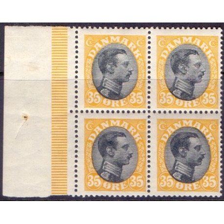 1918-20. Chr. X. 35 Øre, i 4-blok AFA nr. 104 **