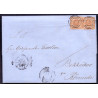 1854. 4 skilling, brev med 2 stk til Rønnede , indvendigt dateret  11.03.1857