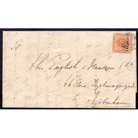 1854. 4 skilling, brev til København , indvendigt dateret  20.02.1857