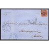 1858. 4 skilling, 5. Tryk, Vm. II brev fra København , til Aalborg, med AFA nr 7x