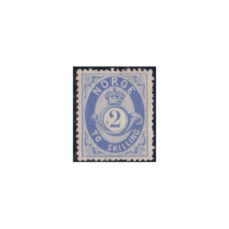 Norge 1872-75. 2 sk. Ultramarin AFA nr. 17 ** Postfrisk ubrugt stemplet st.