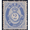 Norge 1872-75. 2 sk. Ultramarin AFA nr. 17 ** Postfrisk ubrugt stemplet st.