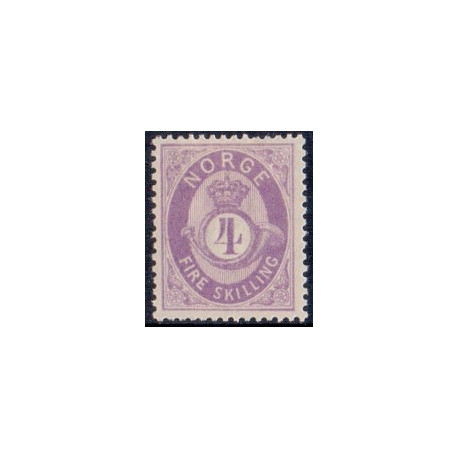 Norge 1872-75. 4 sk .Lyslilla AFA nr. 19 **  Postfrisk ubrugt stemplet st.