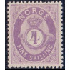 Norge 1872-75. 4 sk .Lyslilla AFA nr. 19 **  Postfrisk ubrugt stemplet st.