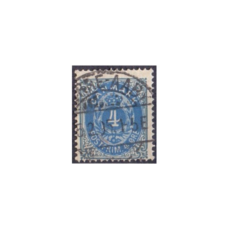 1875. To-farvede 4 øre AFA nr. 23y, omvendt ramme,  postfrisk  Ubrugt stemplet