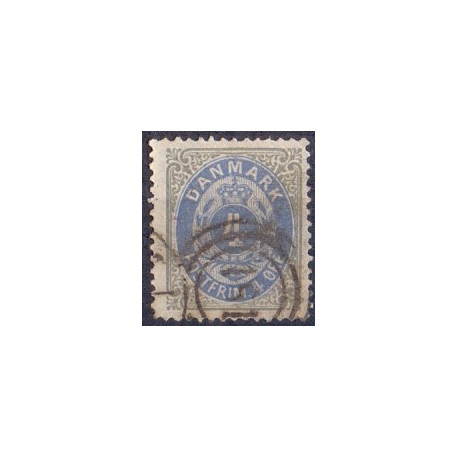 1875. To-farvede 4 øre AFA nr. 23a, postfrisk  Ubrugt stemplet