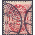 1884. Våbentype, 10 Øre, store hjørnetal. AFA nr. 35 postfrisk  Ubrugt Stemplet FDC