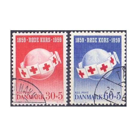 1959. Røde kors. AFA nr. 378-79 postfrisk     Stemplet FDC