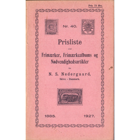N. S. Nedergaard prisliste over Frimærker, Frimærkealbum og Nødvendighedsartikler