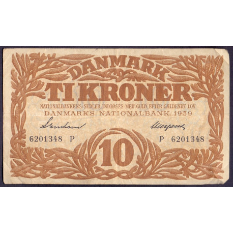 Danmark. 10 kr. Sieg 104 DOP 119 Pick 26 1939 O