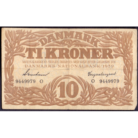 Danmark. 10 kr. Sieg 104 DOP 119 Pick 26 1939 O